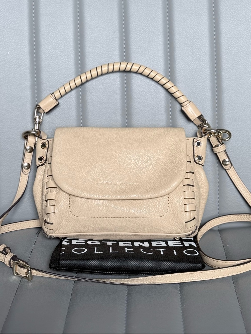 Aimee Kestenberg NWOT Riviera Tan Pebbled Leather Shoulder Crossbody Satchel Bag